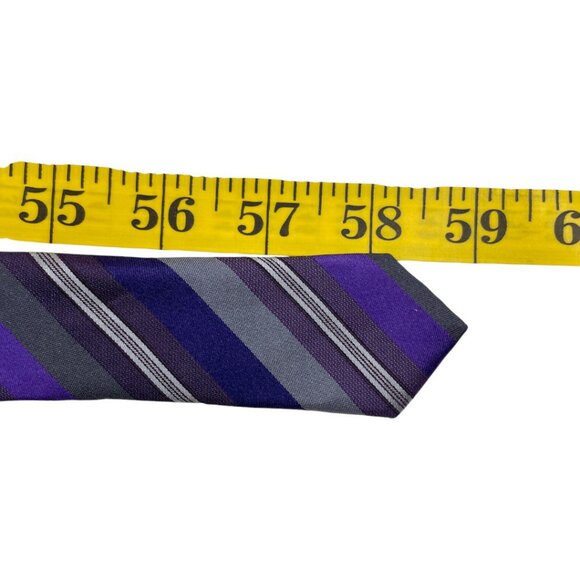 Kenneth Cole Reaction Silk Tie Striped Repp Purple Gray - Picture 6 of 6